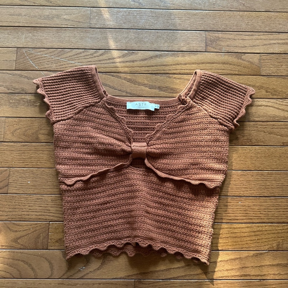 Burnt orange knitted crop top